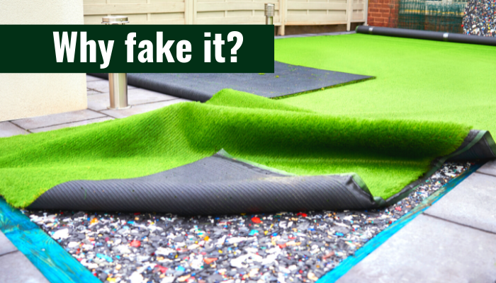 ARTIFICIAL GRASS - IT'S NOT AS GREEN AS IT LOOKS. WHY FAKE IT WHEN YOU CAN HAVE THE REAL THING?